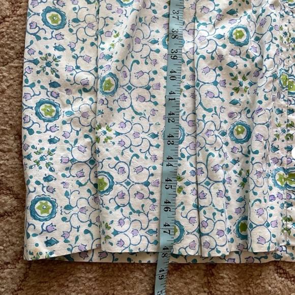 VTG RAMONA RULL Women's M White Blue Floral Cotton Kaftan Duster Dress w Pockets - Picture 11 of 12
